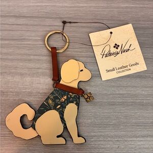 NWT Patricia Nash Floral Dog Keychain - Cream and Brown